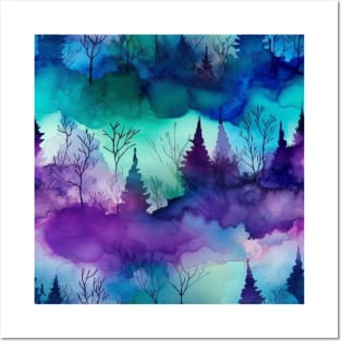 Aurora Borealis Ombre Watercolor Posters and Art